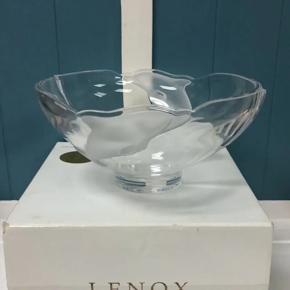 Lenox fine Crystal Dolphin bowl 080678 made in Germany large 9.25